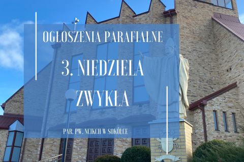 3. Niedziela Zwykła, 26.01.2025 r.